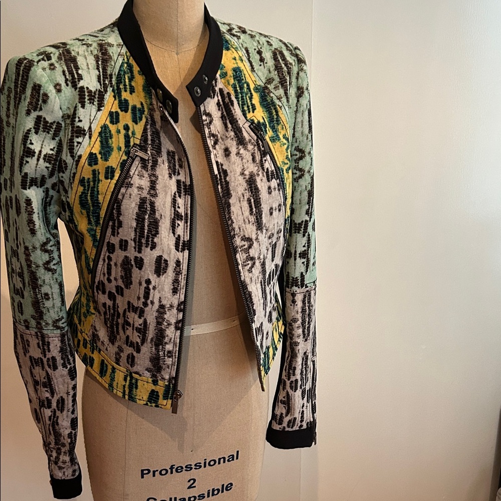 Bcbgmaxazria Multicolor Patterned Bomber Jacket - image 1